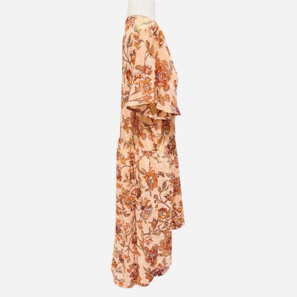Torrid V-Neck Lexie Babydoll Top Chiffon Floral Pink/Peach Sheer Size 1 - Picture 6 of 10